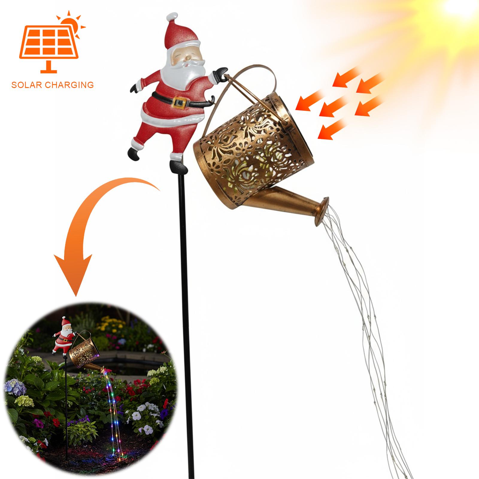 

Christmas Santa Solar Kettle Lights Garden Lawn Decorative Santa Claus Watering Can Lamp Solar LED Night Lights Patio Yard Decor