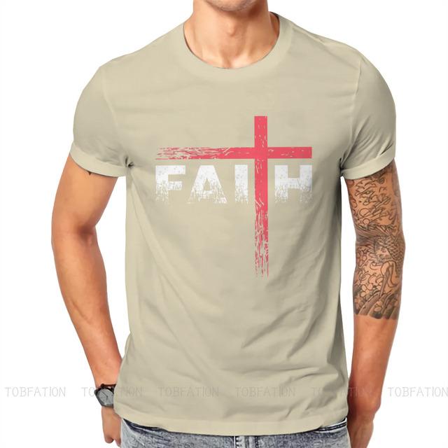 Christian Faith Cross Essential Tričko Vintage Graphic Pánské oblečení Topy Bavlněné tričko s výstřihem