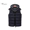 Men Vest Coat Hooded Drawstring Sleeveless Zipper Placket Waistcoat with Pockets Solid Color Thickened Quilted Vest Coat