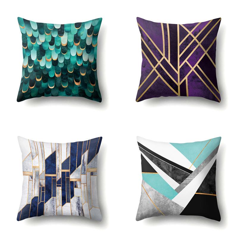 Polyester Pillow Case Automobile Decoration Home Printed Pillow Case Waist Cushion Cover Car Cushion Head Cushion Cover