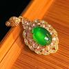 Full Green Yang Green Natural Agate Green Chalcedony Pendant Female Opening Slightly Inlaid, Real Shot Fidelity