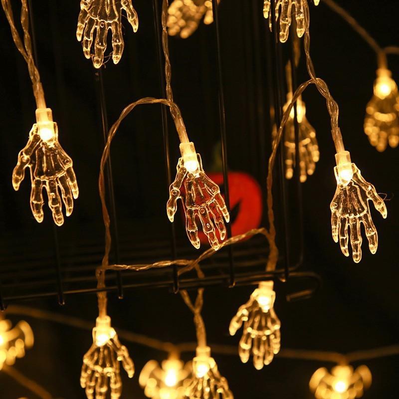 

Гирлянда из огней на Хэллоуин длиной 1,5 м с 10 светодиодными лампами, тыква-призрак, декоративная гирлянда для внутреннего дворика, украшение вечеринки на Хэллоуин Skeleton Hand