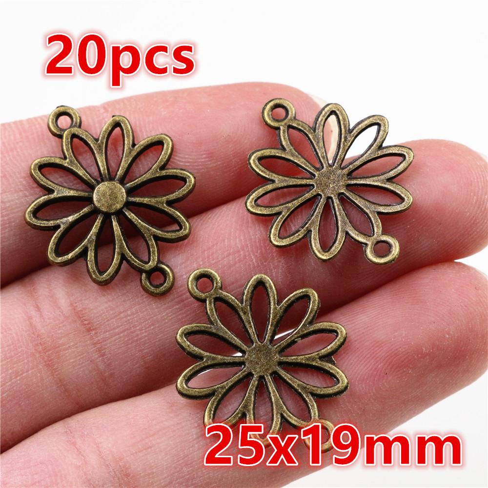 10-30pcs Alloy Metal Flower Charm Pendant Connector DIY Jewelry Making Accessories for Necklace Bracelet Connectors