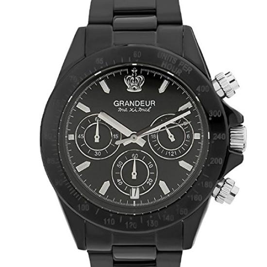 Watch Made in Japan Chrono Quartz JGR005W3 Black [GRANDEUR] Men's