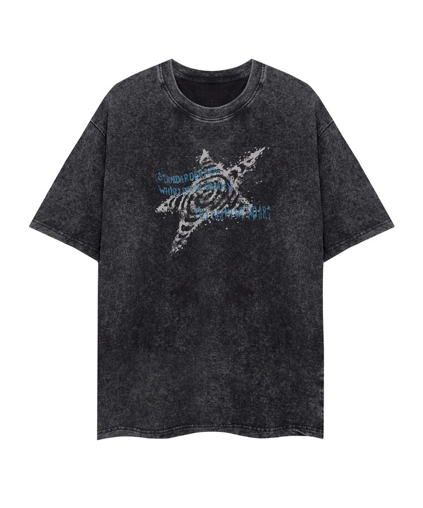 STANDARDERROR 87-Stan332 Galaxy Glitch Star Crack Pigment Short Sleeve T-Shirt (4 Colors)