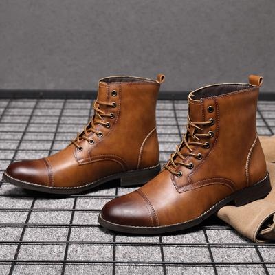 Madingi rudos spalvos vyriški odiniai batai iki kulkšnies, sukneliniai batai, oficialūs batai vyrams, rudens/žiemos kaubojiški batai vyrams, zapatos hombre vestir