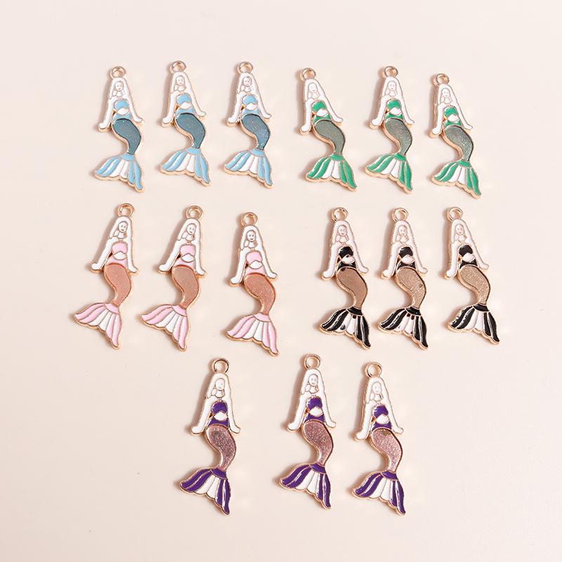 10pcs Cute Marine Life Charms for Jewelry Making Enamel Starfish Shell Mermaid Charms Pendants for DIY Necklaces Earrings Gifts