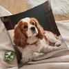 1pc Cavalier King Charles Spaniel Oil Painting Print Pillowcase, Realistic-Style Cute Pet Design with Dark Brown Background, Warm and Soothing Style, 