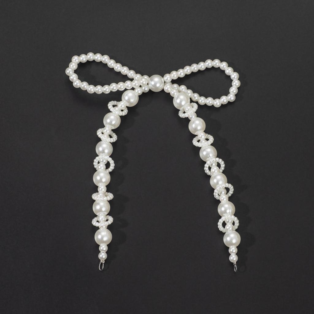 Handcrafted Beaded Bow Pearl Hair Clip & DIY Accessory