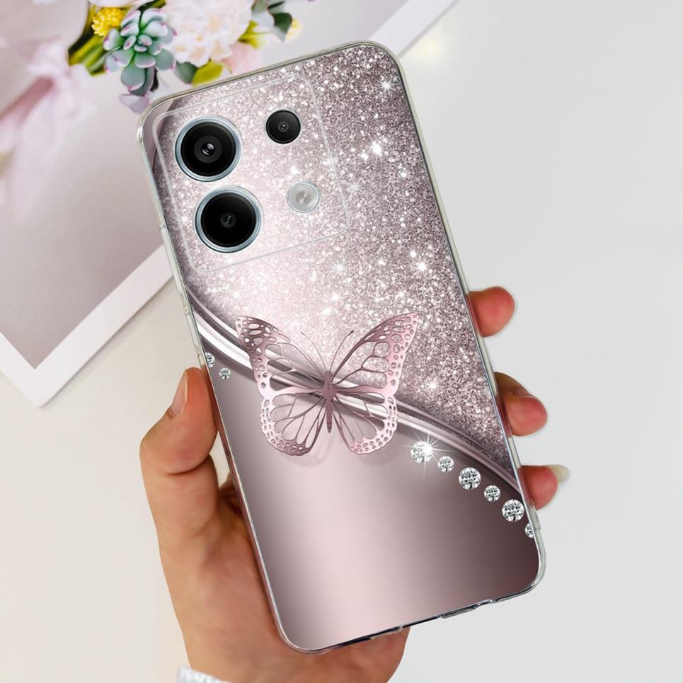 Transparent Cover For Fundas Xiaomi Poco X6 Pro 5G M6 Pro Case Lovely Luxury Colorful Butterfly Design Casing For Poco M6 Pro 5G