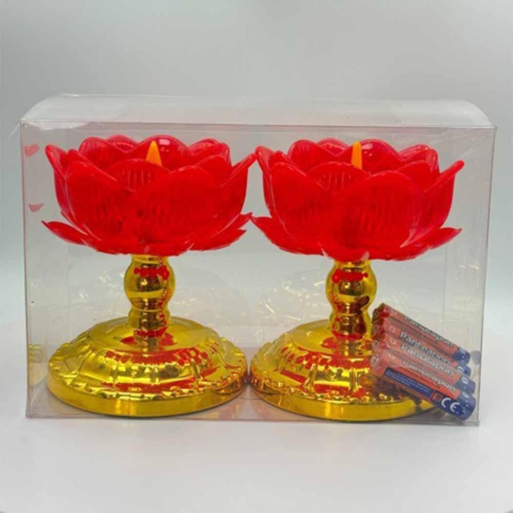 2Pcs Creative Electronic Lotus Lamp Ornament Lotus Shaped Swing Flameless Candles  Home Decor