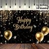 2D plane 1 luxurious black and gold diamond glitter birthday banner - 2D polyester fiber photo background cloth.PMJ