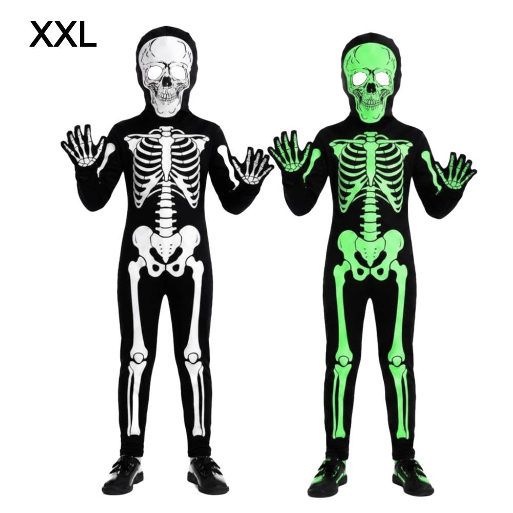 Luminous Cosplay Skeleton Suit Fabric Luminous Kids Dress Grim Reaper Costume Stage Performance XXL Style 2