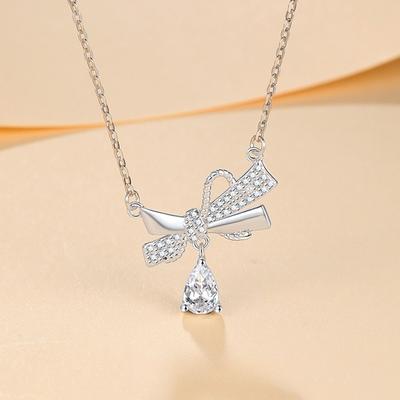 Bow Necklace Women's Diamond Light Luxury Fashion Pendant Year Jewelry