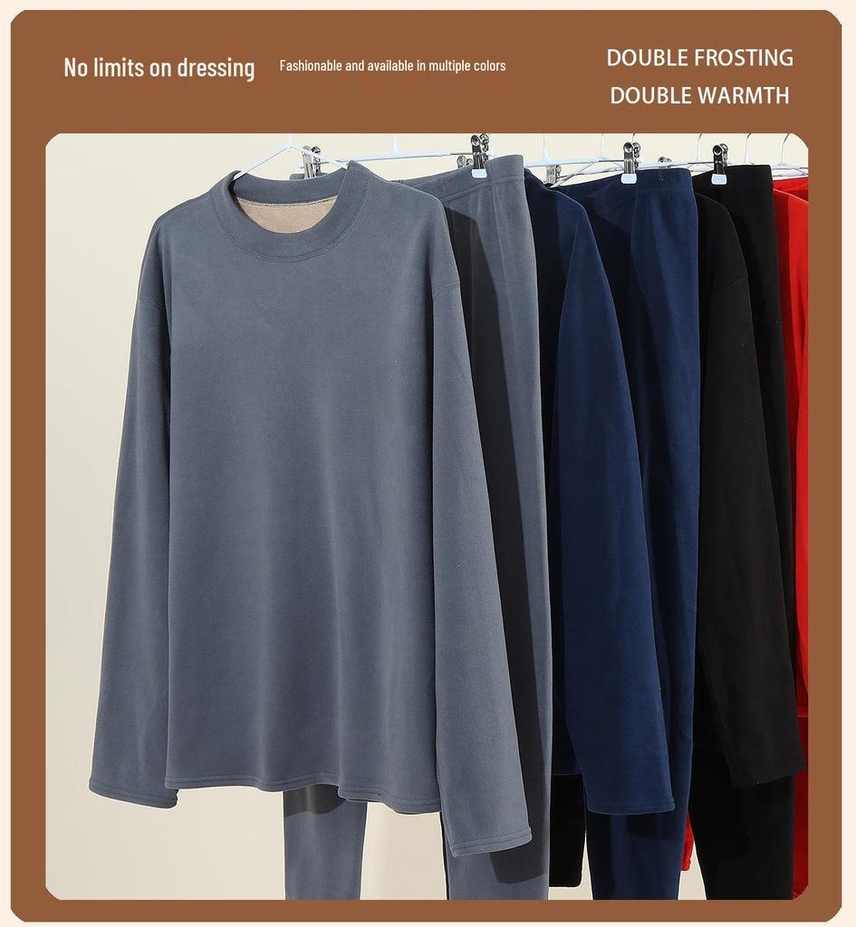 Herren Übergröße Extra Warmes Fleecegefüttertes Unterwäscheset für Herbst und Winter