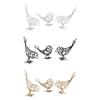 3Pcs Bird Statue Animal Sculpture Hollow Crafts Decorative Gift Artwork Metal Figurine for Bedroom Housewarming Hallway Desk