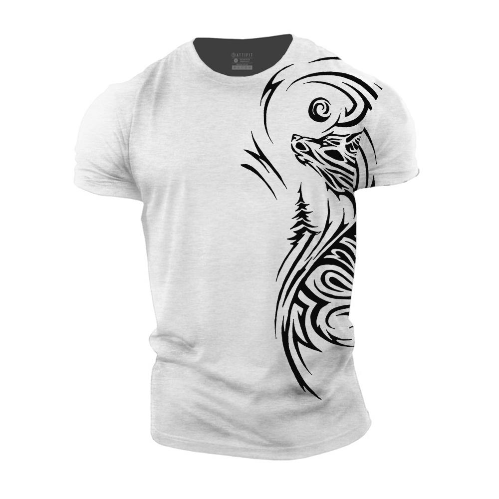Modisches Herren-T-Shirt mit Tier-Totem-Print, T-Shirt für Männer, übergroße Shirts, einfache kurzärmelige Oberteile, Street-Casual-Herrenbekleidung