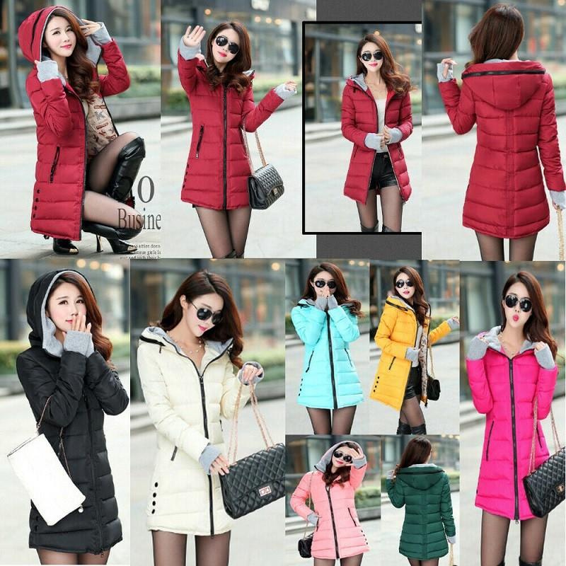 Ladies Womens Winter Coat Long Padded Quilted Puffa Jacket Warm Hooded Size Plus