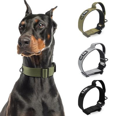 Großes Hundehalsband aus strapazierfähigem Nylon, militärische taktische verstellbare Haustierleine, Trainingshalsbänder für Spaziergänge im Freien, Pitbull, Labrador-Zubehör
