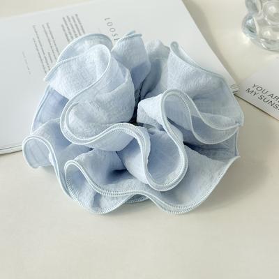 1pc Elegant French Style Chiffon Large Intestine Hair Loop Retro Pleated, Soft Chiffon Fabric,Elastic Ponytail Holder for Women Stylish Hair Accessory