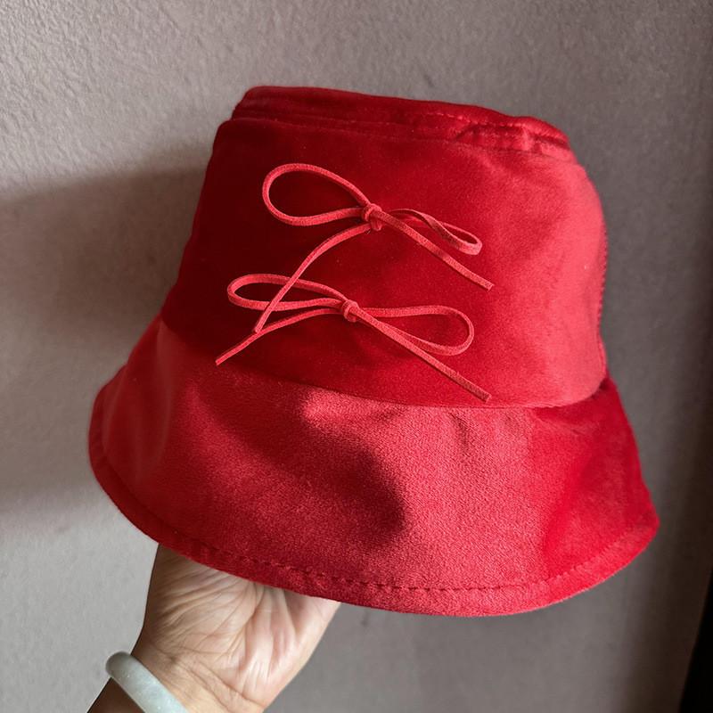 Fisherman Cap Bowknot Solid Color Bucket Hat Sun Protection Gift Breathable