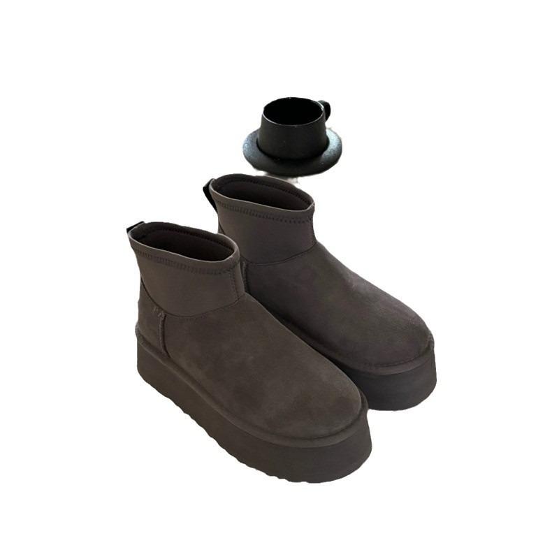 Snow boots thick-soled winter new deep low tube elastic boots wool heightening warm cotton shoes women's shoes