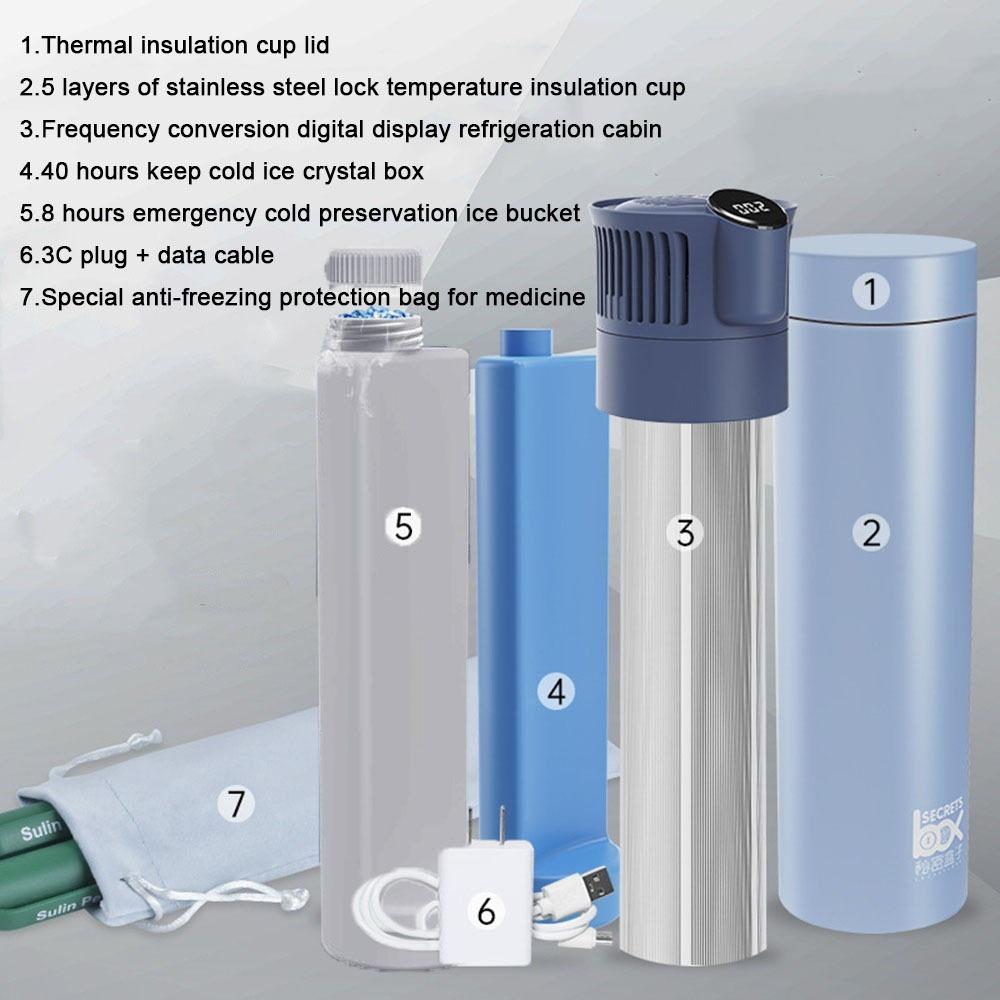 LCD Digital Display Insulin Cooler Box USB Charging Drug Refrigerated Cup  Travel