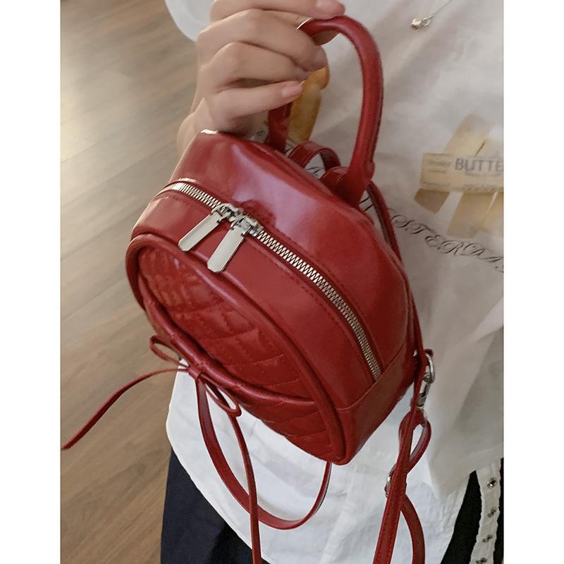 Girly Rhombus Backpack Women's New Fashion Bow Backpack College Style Travel Bag