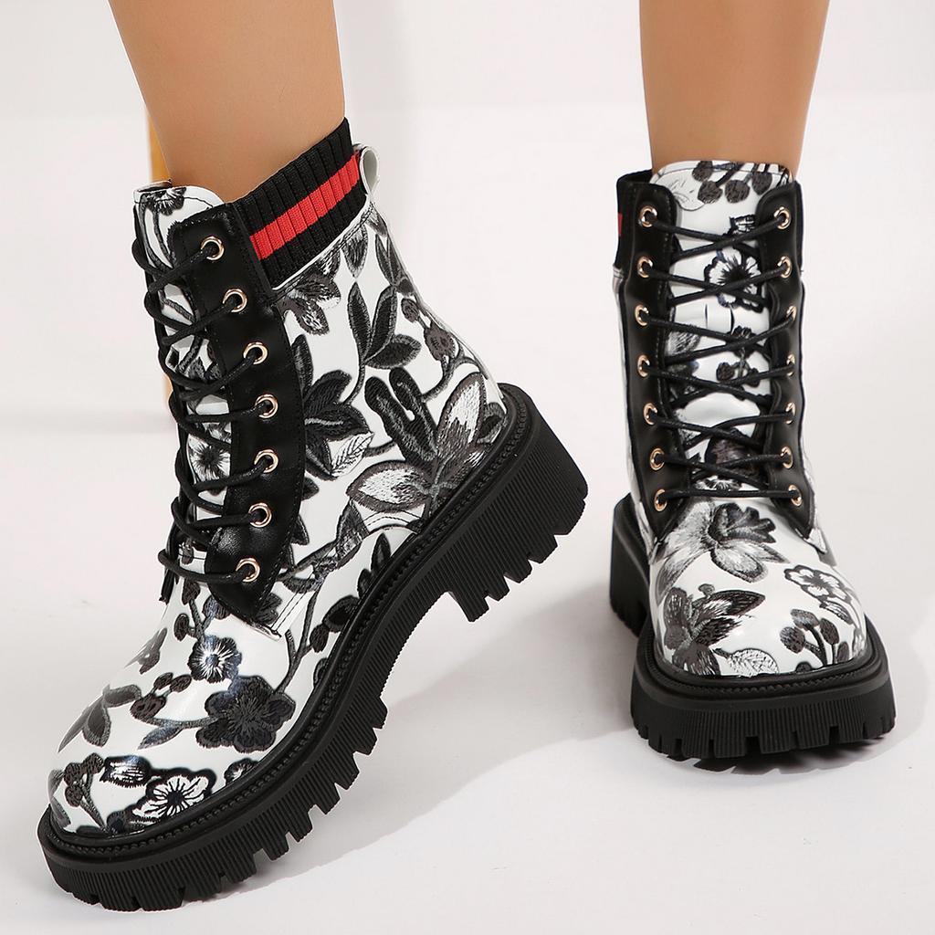 Thick-soled Martin boots women's British style thin breathable summer and autumn 2025 new graffiti with skirt short boots single boots