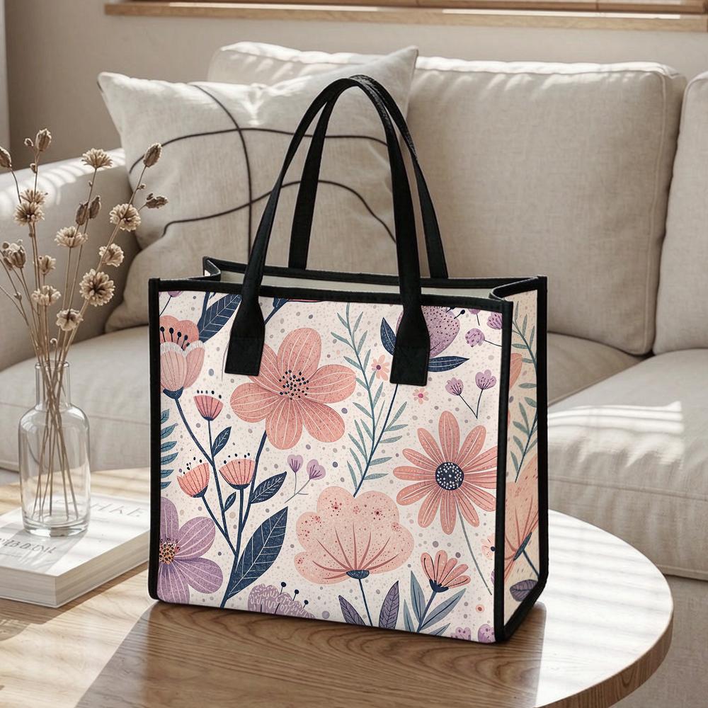 Floral Print Tote Bag Fashion Casual Large Capacity Handbag for Daily Shopping Travel Use