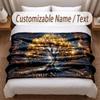 Tree of Life Theme Soft Blanket Personalized Custom Name Text Print Warm Blanket Home Sofa Bedroom Decor