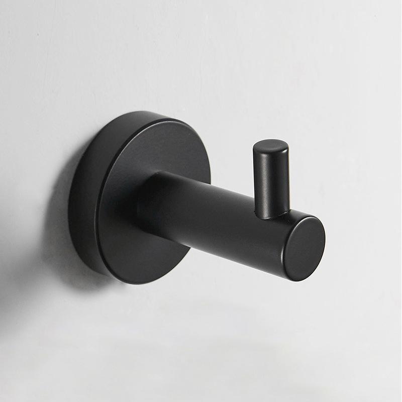 Black 304 Stainless Steel No-Drill Coat & Hat Hook for Bathroom or Entrance