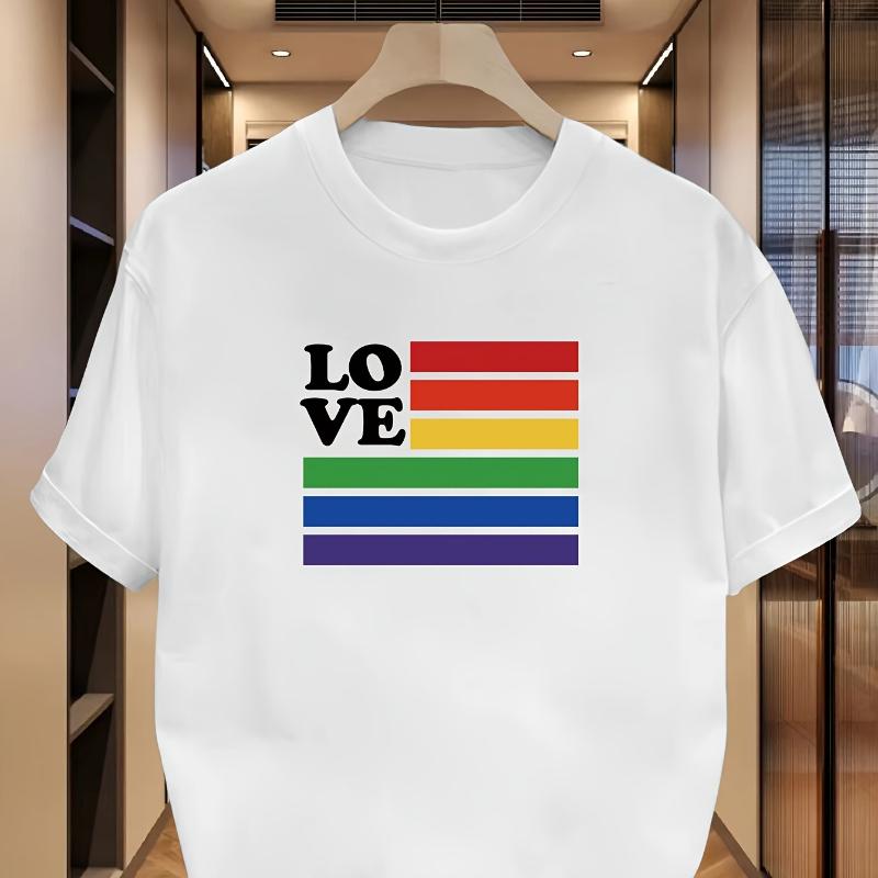 

Rainbow Love Pride Print T-Shirt Breathable Cool, Comfortable Wear,Daily Casua XXL белый