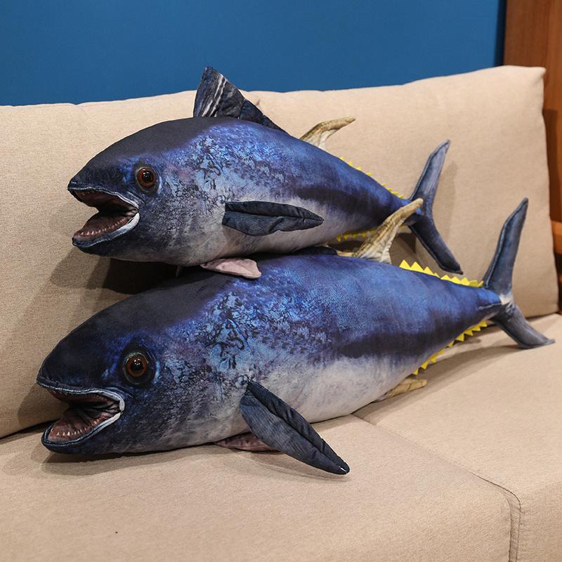 55/75cm Realistic Plush Stuffed Fish 3D Big Fish Creative Simulation Tuna Plush Toy Cute Sofa Pillow Cushion Gift Kids Toy