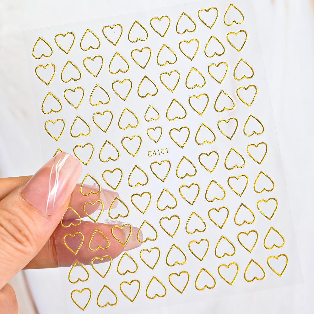 Hollow Love Nail Art Sticker Solid Color Simple Love Valentine'S Day Ladies Nail Decoration Sticker