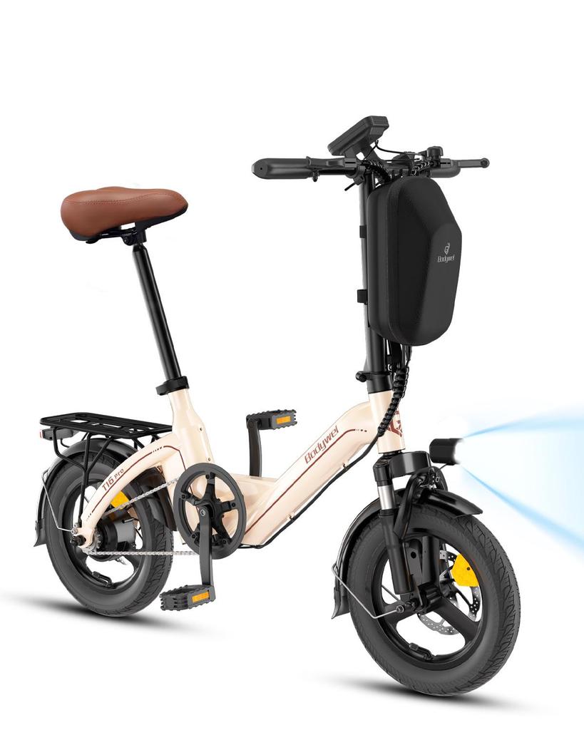 T16 Pro Bicicletta Elettrica Pieghevole 14" – Mini E-Bike da 360Wh con Controllo APP e Portapacchi Posteriore, Leggera e Portatile