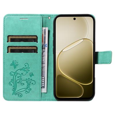 For Oppo A6 5G/Oppo A6x 5G Wallet Case Floral Butterfly Imprinted Leather Phone Cover Stand