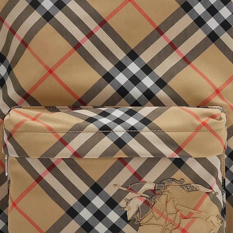 Burberry Dvoucestný zip Přední kapsa Zdobený design Rytíř na koni Polyesterový batoh Malý pánský batoh Béžová 81023541