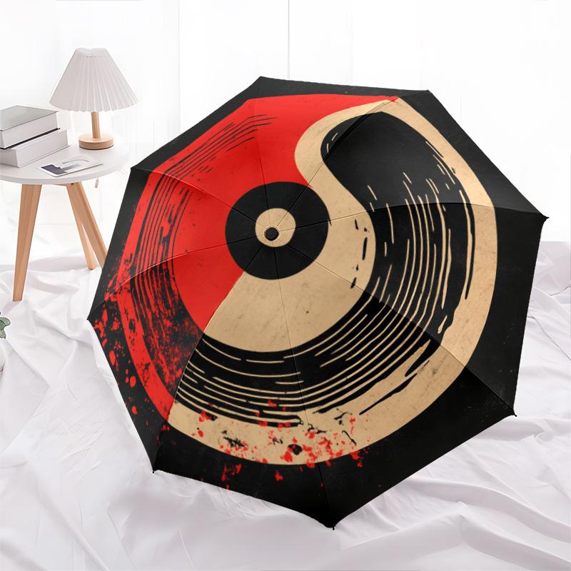 Yin-Yang Symbol  Pattern, Automatic Folding Umbrella, Portable and Foldable Design, 8 Ribs, a Christmas or Birthday Gift.