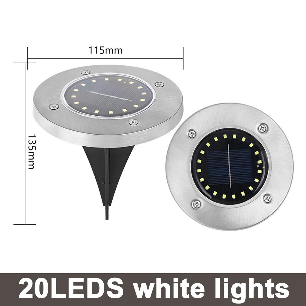 

Солнечный светодиодный напольный светильник 8/20 светодиодов, уличный газонный светильник, водонепроницаемые подземные лампы для украшения газона, сада, террасы, двора 20LED белый