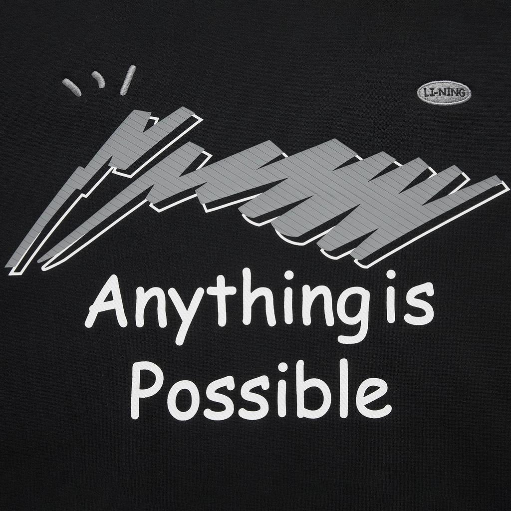 Li Ning Sports Lifestyle Series Infraröd Antistatisk Antibakteriell Pullover Lös Fleece Varm Sweatshirt Unisex sweatshirt Svart AWDUA07-1