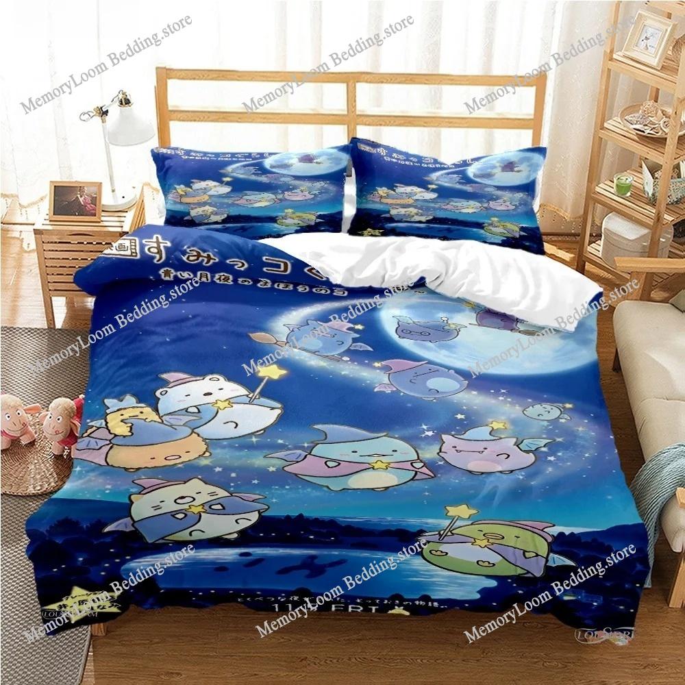 Cartoon Sumikko Gurashi Anime Niedliche Bettbezug Lustiges Kawaii Bettwäsche-Set Weicher Bettdeckenbezug und Kissenbezug Einzel_Doppel_Queen_King