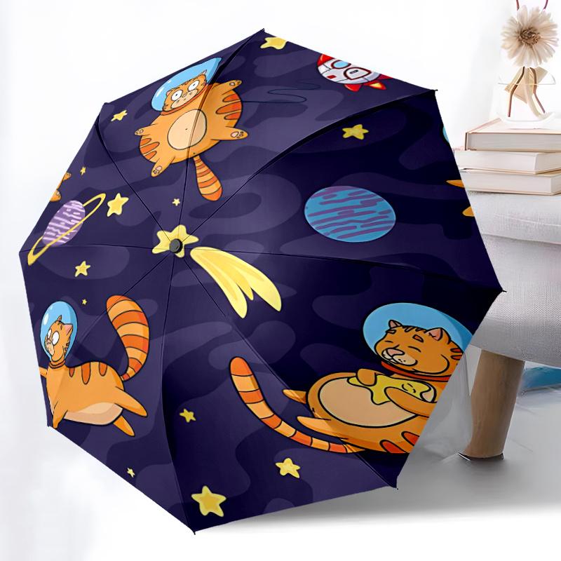 1pc Space Cats Automatic Open/close Umbrella, 8-Rib sturdy structure, Portable Travel Umbrella, Parties, Everyday Useb053