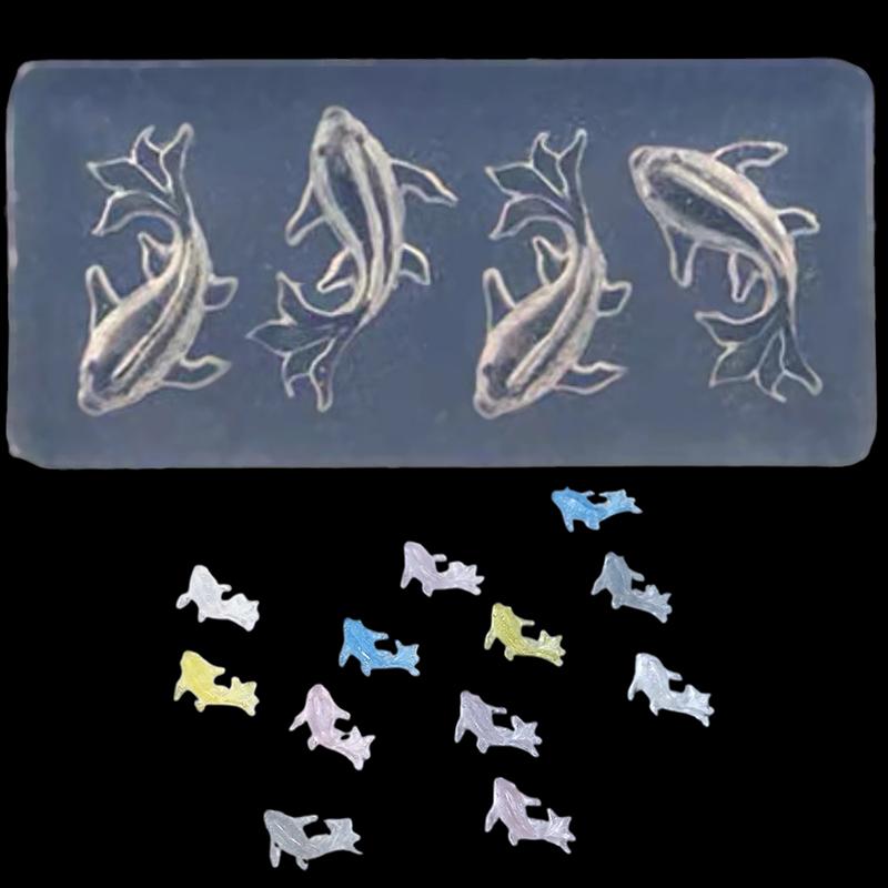 

3D Soft Silicone Nail Ocean Mermaid Templates Nail Art Heart Mold Goldfish Koi Carved Cartoon Template For Nail Diy Accessories A