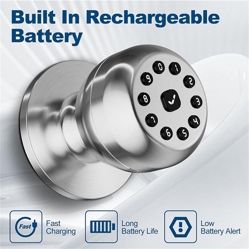 Keyless Entry Door Lock with Keypad Intelligent Door Knob Code Locks Door Knob for Indoors Bedrooms Apartments