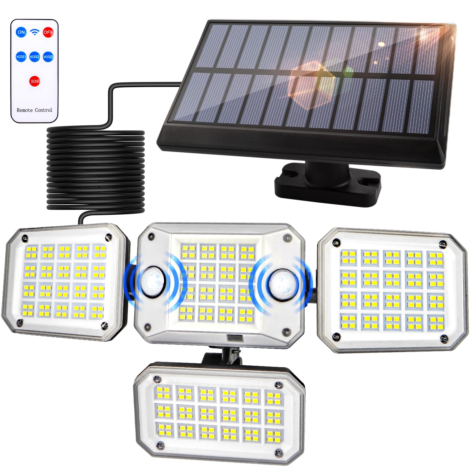 

chfeng Solar Light, Outdoor Waterproof Sensor Light [Two Motion Sensors, 180° Sensitivity, 296 LEDs, 4-Sided Lighting], 3500 Lumens Ultra-Bright,