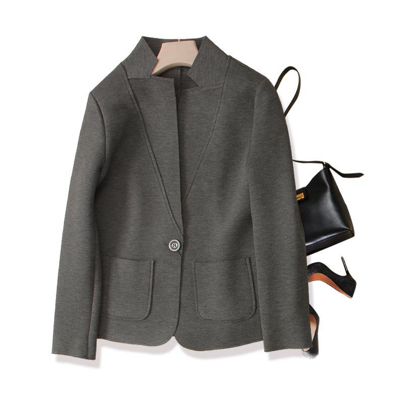 

Ri Order Top Goods! Light Polyester Cotton One Button V-Shaped Stand Collar Cool Women Small Suit Outerwear Casual Spring and Autumn Grey 4XL