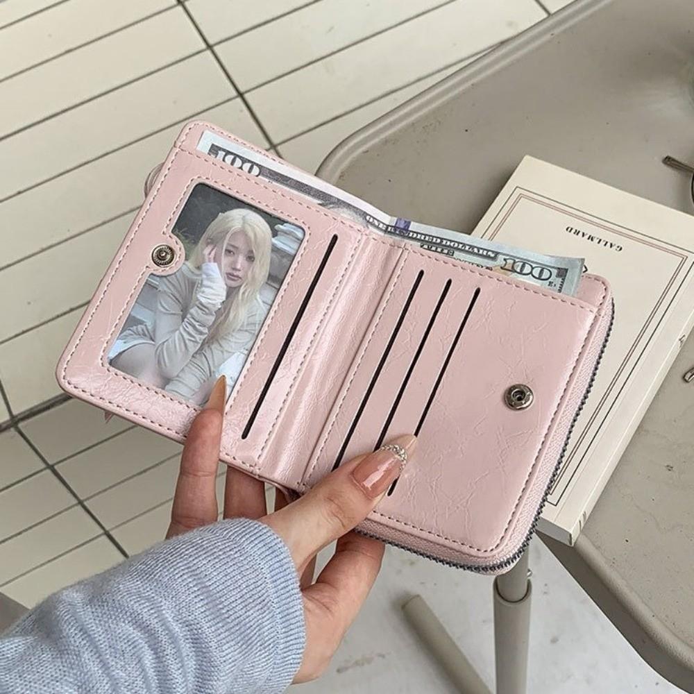 Korean Fashion Bow Short Wallet Large Capacity Zipper Card Bag Multi-functional Coin Purse Gift