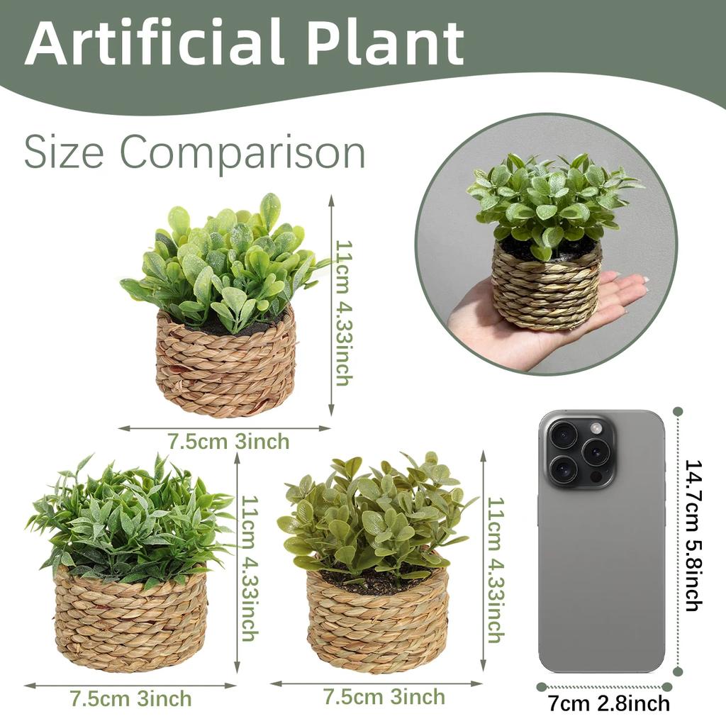 3 Stück Grüne Künstliche Pflanzen Gras Gewebte Kleine Topfpflanzen Heimdekoration home decor home decoration Pflanzen