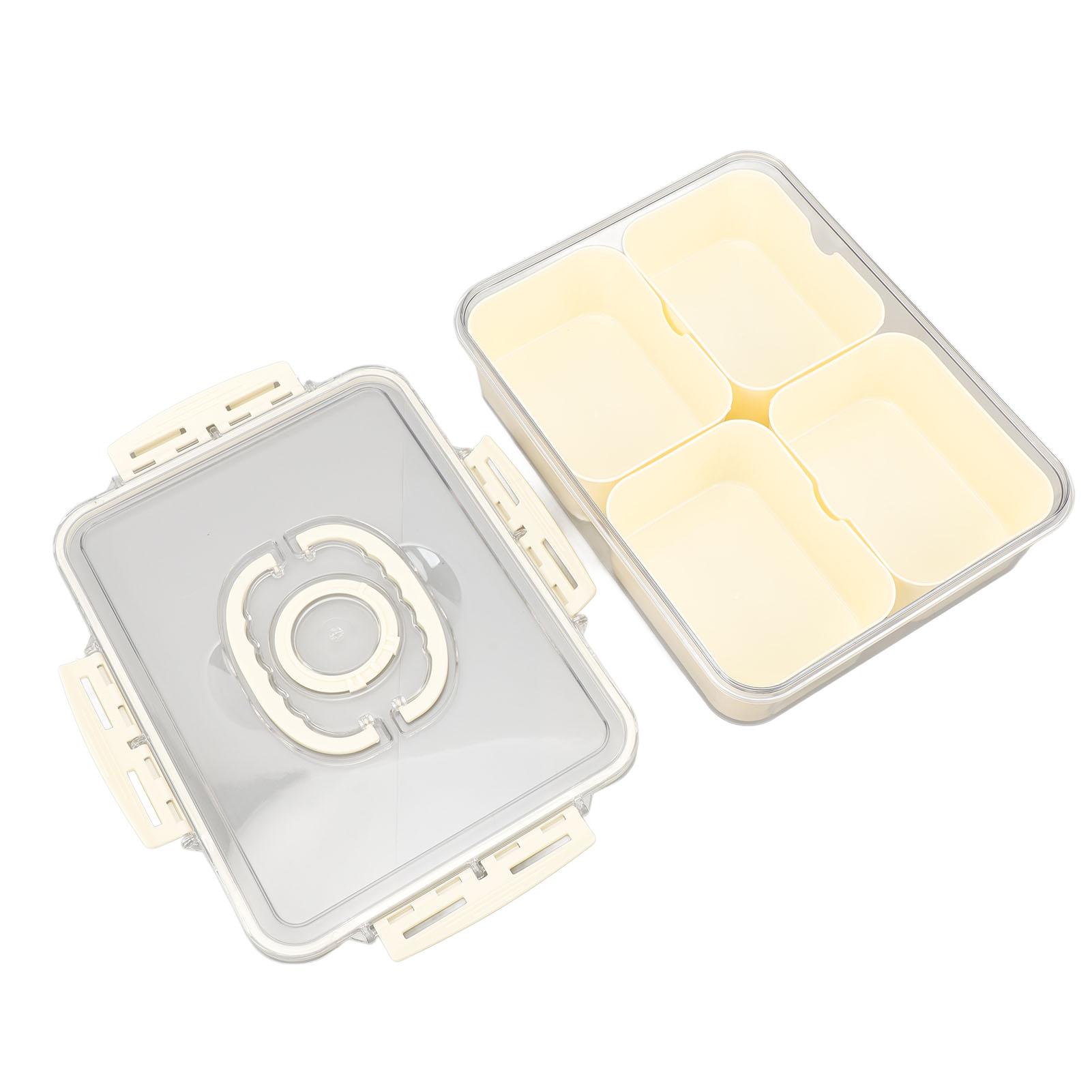 

Разделенный поднос с крышкой и ручкой, герметичный переносной контейнер для фруктовых закусок, коробка для приправы Dippi 4 Compartments